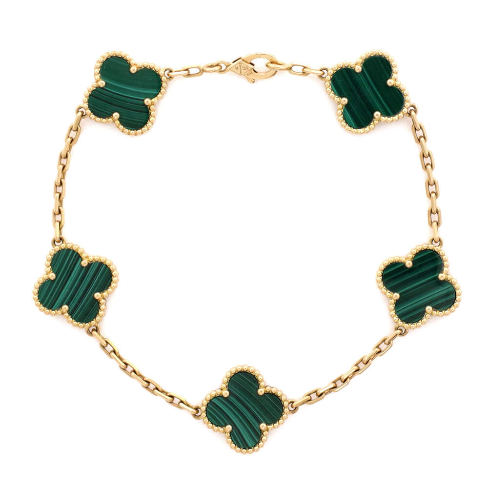 Van Cleef & Arpels Vintage Alhambra 5 Motifs Bracelet and Malachite